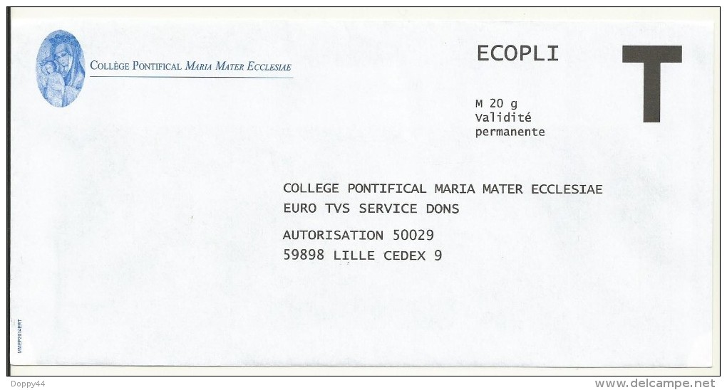 ENVELOPPE T  COLLEGE PONTIFICAL MARIA MATER ECCLESIAE - Kaarten/Brieven Antwoorden T