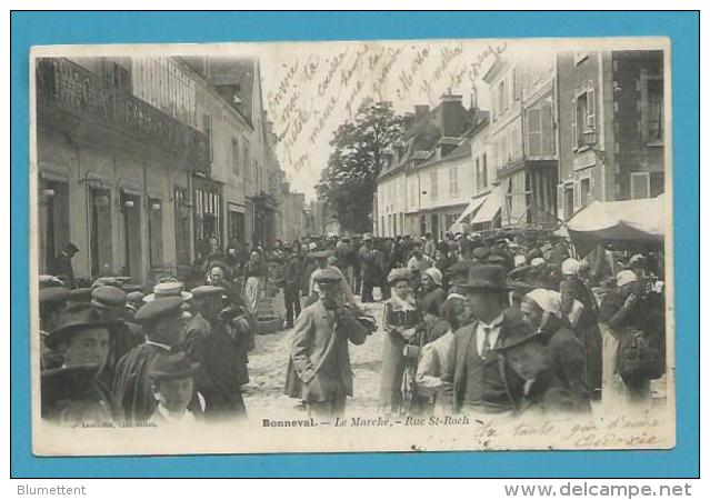 CPA Métier Marchands Ambulants Le Marché Rue St Roch BONNEVAL 28 - Bonneval