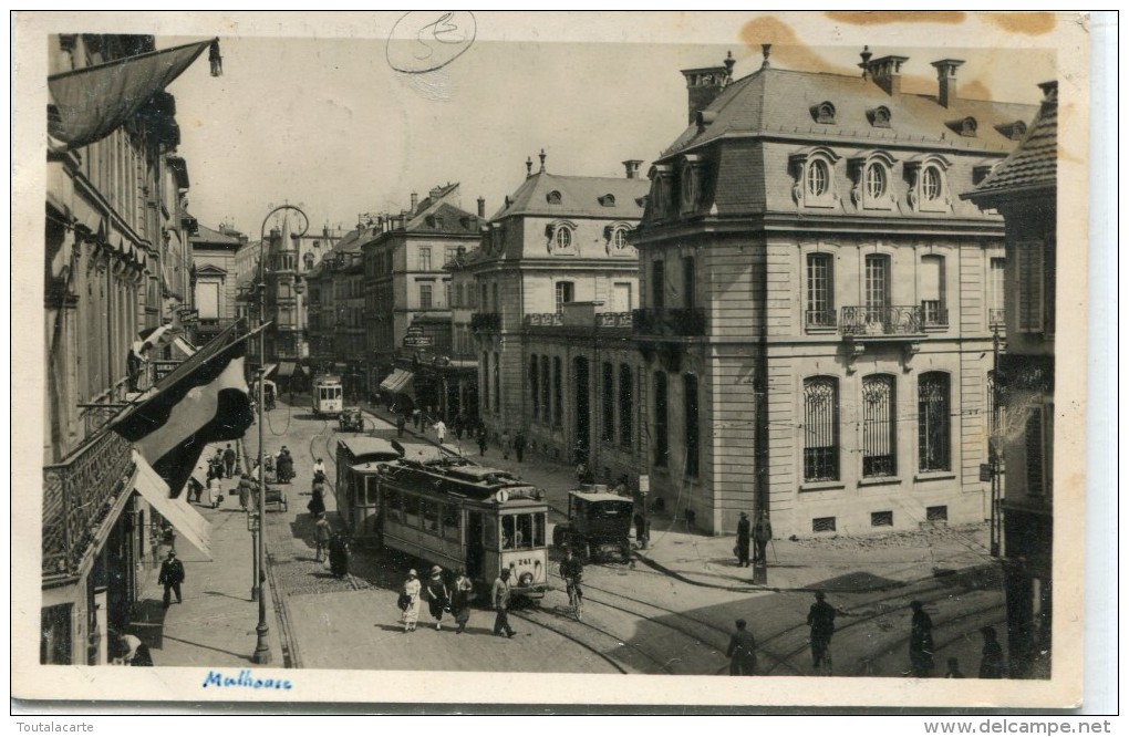 CPSM 68  MULHOUSE LA BANQUE DE FRANCE RUE DU SAUVAGE 1934 - Mulhouse