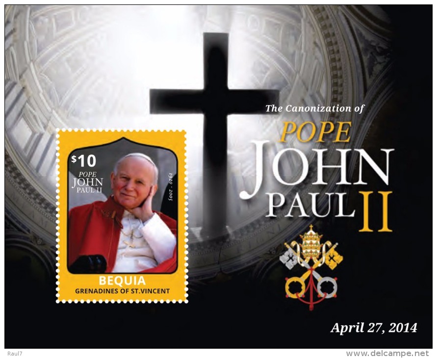 St Vincent (Bequia) 2014 - Canonisation Du Pape John Paul II - BF Neufs // Mnh - St.Vincent & Grenadines