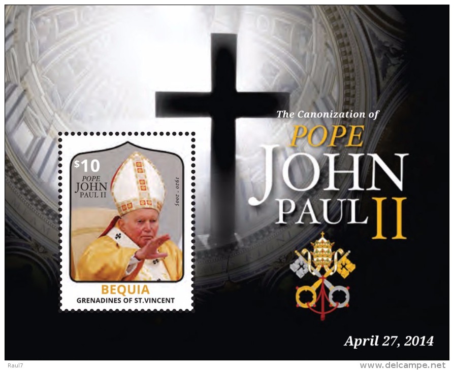 St Vincent (Bequia) 2014 - Canonisation Du Pape John Paul II - BF Neufs // Mnh - St.Vincent & Grenadines