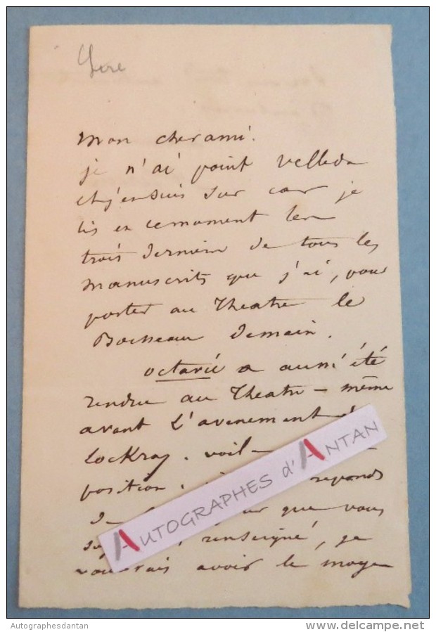 L.A.S Auguste LIREUX Journaliste Odéon à DESNOYERS Théâtre Français Manuscrit Velléda Octavie Lettre Autographe ROUEN - Autres & Non Classés