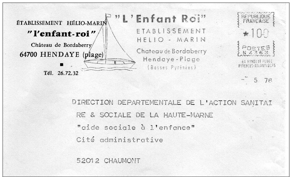 Enfance: Une Enveloppe Entière De Hendaye : ''Enfant Roi'' - Sonstige & Ohne Zuordnung