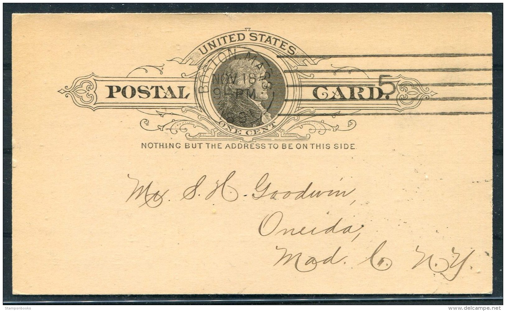 1891 USA Boston Wallpaper Co. Private Stationery Postcard - Oneida - ...-1900