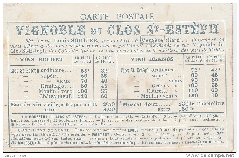 30 - VERGEZE- Vignoble De Clos St Estèphe (verso) Vue Du Jardin De La Fontaine De Nîmes (verso) - Vergèze