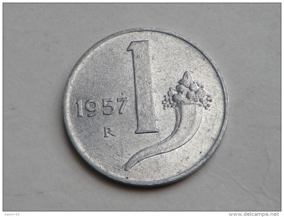 Italie 1 Lire 1957   KM# 91 TTB+ Aluminium - 1 Lire