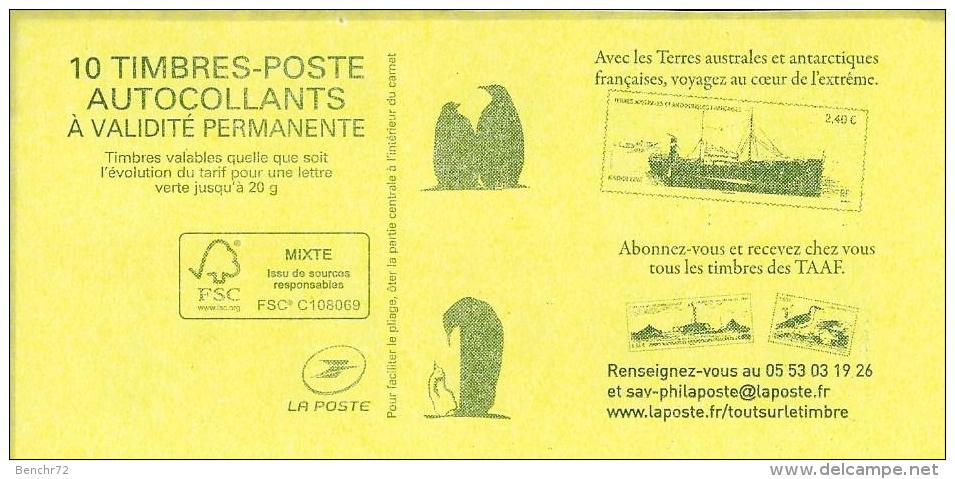 Bande De 5 CARNETS SAGEM 10TP CIAPPA Lettre Verte Soit 50 TP - AVEC DATE 23.09.15 - COUV. TAAF - Autres & Non Classés