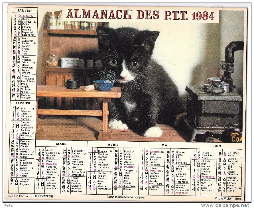 CALENDRIER - ALMANACH 1984 Des PTT  - Département SEINE ET MARNE - Groot Formaat: 1981-90