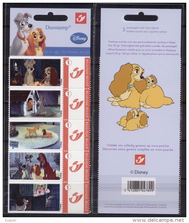 Belgium**LADY & THE TRAMP-DISNEY-BOOKLET 5 DUOSTAMPS-DOGS-MNH-BD-BANDE DESSINNEE - Comics