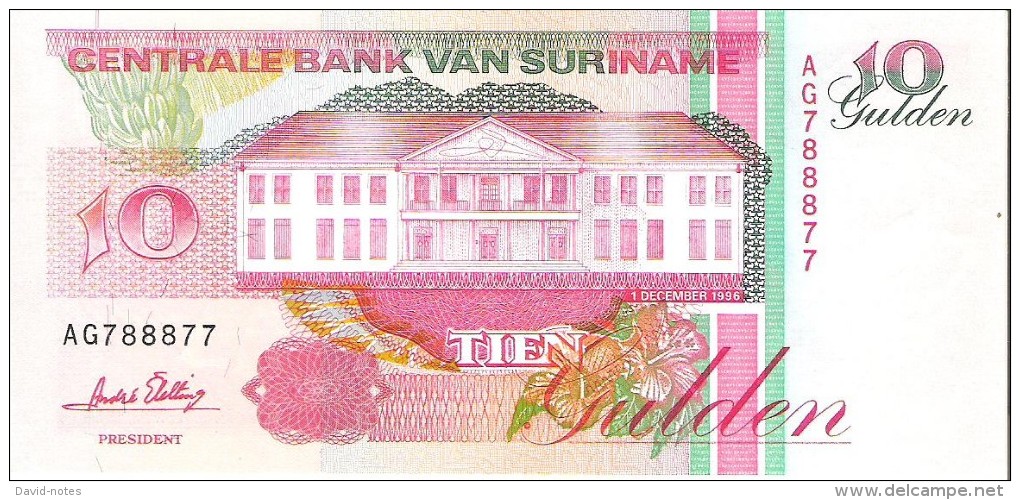 Suriname - Pick 137b - 10 Gulden 1996 - Unc - Surinam