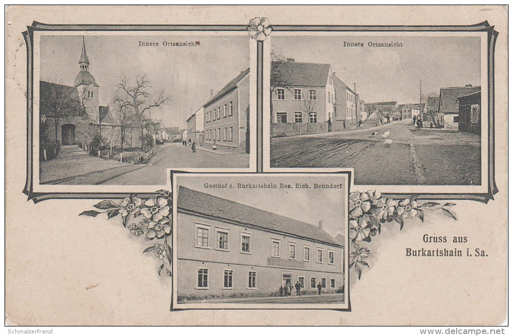 Litho AK Gruss Burkartshain Stempel Feldpost Gasthof Bes. Benndorf Bei Kühren Wurzen Trebsen Nerchau Dahlen Fremdiswalde - Wermsdorf