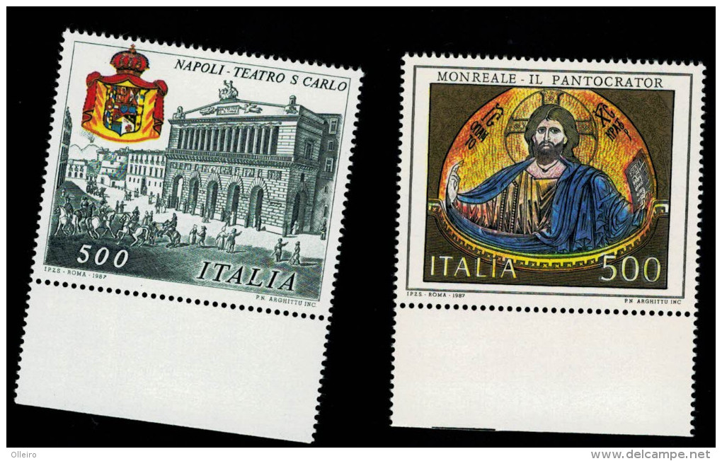 Italia - Italy 1987 Patrimonio Culturale (Teatro San Carlo - Duomo Monreale) 2v Complete Set  ** MNH - 1981-90:  Nuovi