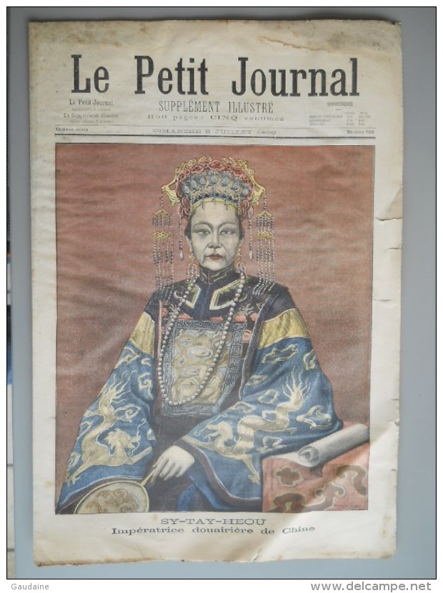 LE PETIT JOURNAL N° 503 - 8 JUILLET 1900 - SY-TAY-HEOU IMPERATRICE CHINE - EXPOSITION 1900 PAVILLON DE LA BELGIQUE - Le Petit Journal