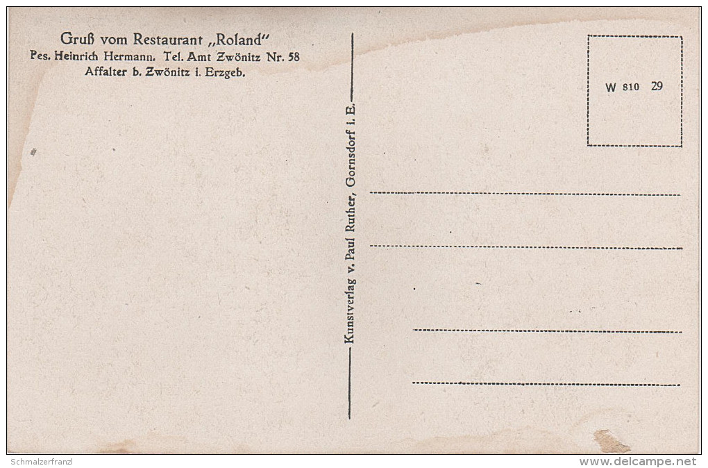 Litho AK Erzgebirge Affalter Restaurant Roland Bei Zwönitz Aue Lössnitz Dorfchemnitz Thalheim Stollberg Gornsdorf Beutha - Bernsbach