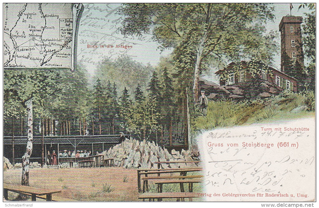 Litho AK Garten Steinberg Schutzhaus Turm Bei Wernesgrün Rodewisch Stützengrün Wildenau Stempel Schönheide Crinitzberg - Crinitzberg