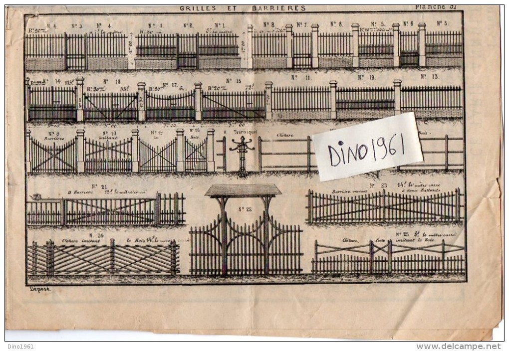 VP4330 - Document Commercial De 4 Pages - Fabrique De Grilles GRASSIN - BALEDANS à PARIS Usine à SAINT SAUVEUR LEZ ARRAS - 1800 – 1899