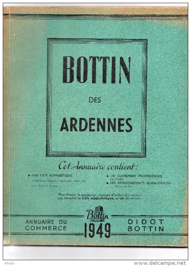 Didot Bottin Ardennes 1949..retrouvez Les Anciens Habitant De Vos Communes. Adresse Et Nom Café,artisan ... - Telefonbücher