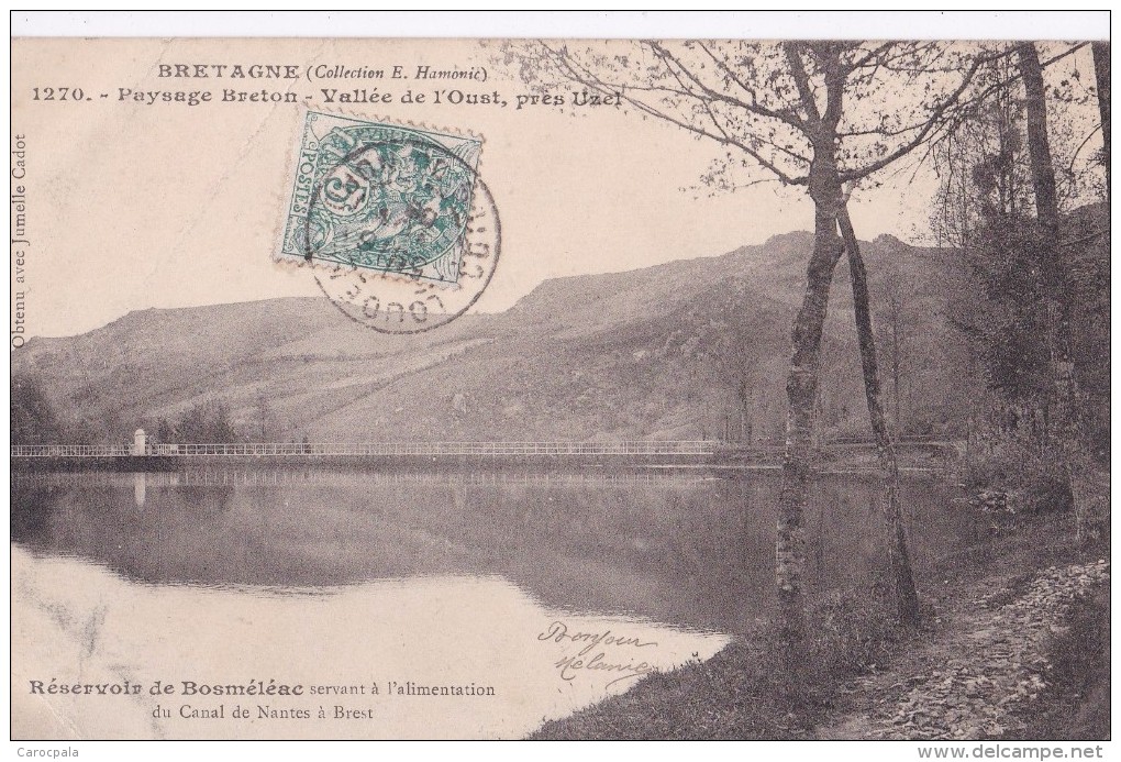 Carte 1906 Réservoir De Bosméléac : Vallée De L'oust Près Uzel :canal De Nantes A Brest - Bosméléac