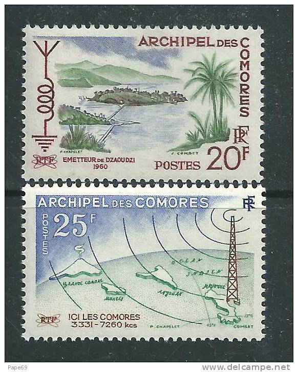Comores N° 17 / 18 XX   Inauguration De La Radiofiffiusion Dans L'archipel, La Paire Sans Charnière TB - Unused Stamps