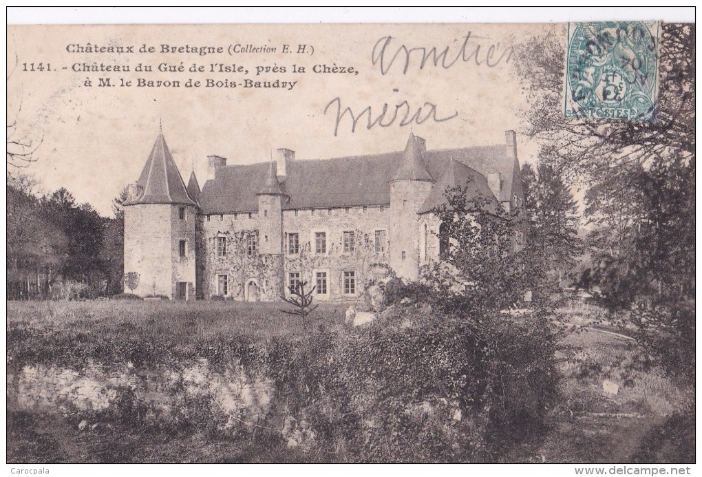 Carte 1904 CHATEAU DU GUE DE L'ISLE PRES LA CHEZE A MR LE BARON DE BOIS BAUDRY - Altri & Non Classificati