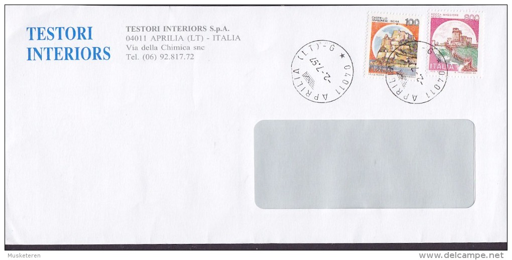 Italy TESTORI INTERIORS, APRILIA 1997 Cover Lettera Castello Castle Stamps - 1991-00: Marcophilia