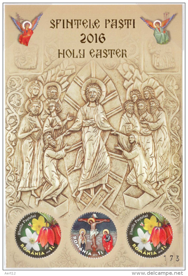 ROMANIA, 2016, HOLY EASTER, Religion, Painting, Flowers, Special Stamp In Philatelic Album + FDC, MNH (**), LPMP 2098b - Ongebruikt