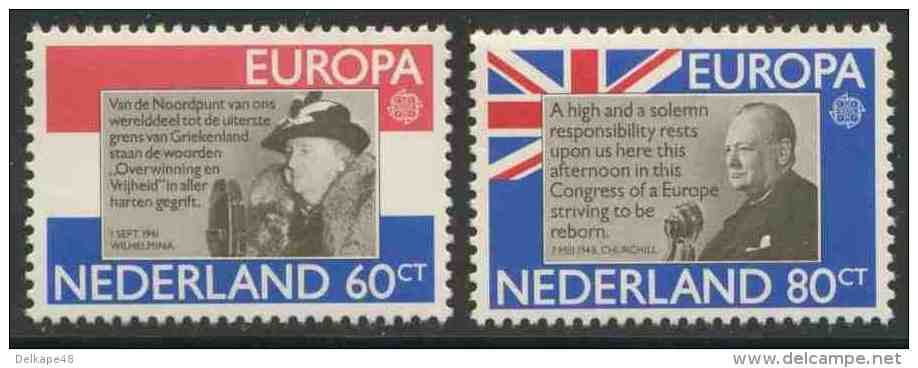 Nederland Netherlands Pays Bas 1980 Mi 1168 /9 YT 1138 /9 SG 1345 /6 ** Queen Wilhelmina + Sir Winston Churchill - WW2 (II Guerra Mundial)