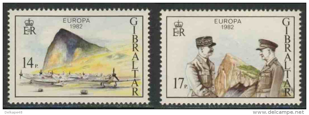 Gibraltar 1982 Mi 451 /2 YT 458 /9 ** Operation Torch (1943) / Airport Gibraltar + General Eisenhower, Giraud - WO2