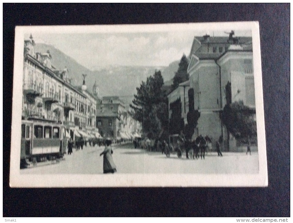 AK Italia Trentino-Alto A.MERANO MERAN TRAM  HABSBURGERSTRASSE MIT THEATER  Nr.620. G & M.CARTOLINA - Merano