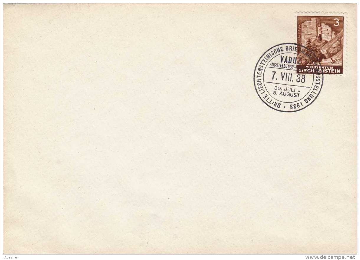 LIECHTENSTEIN 1938 - 3 Rp Auf Postkarte Sonderstempel 3.Liecht.Briefmarkenausstellung Vaduz - Briefe U. Dokumente