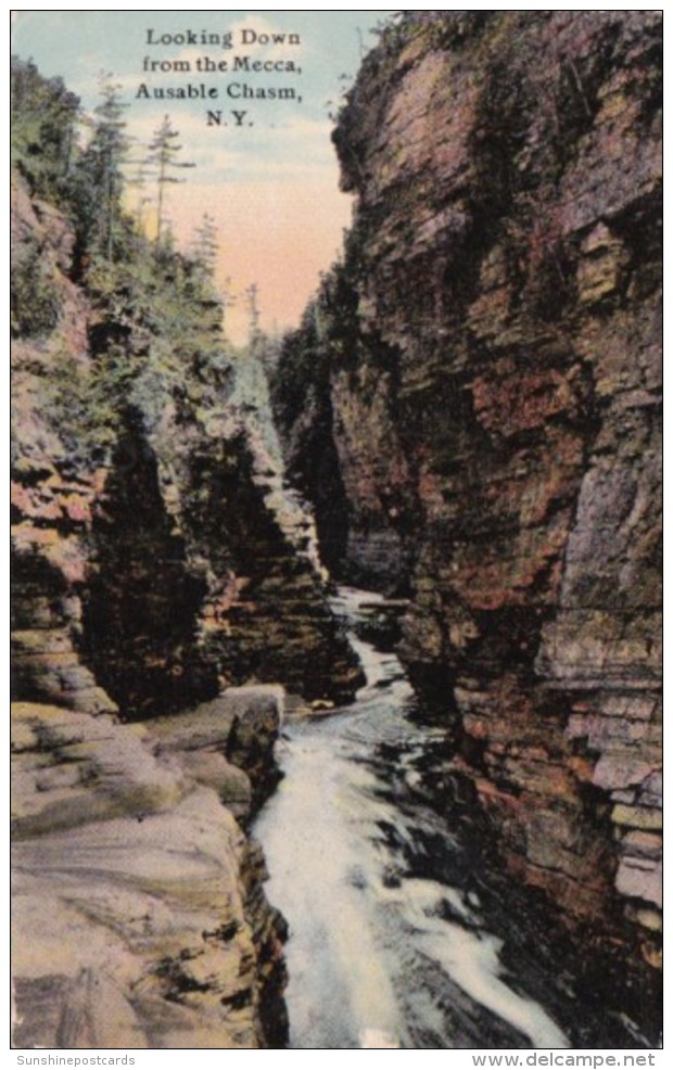 New York Ausable Chasm Looking Down From The Mecca 1911 Curteich - Adirondack