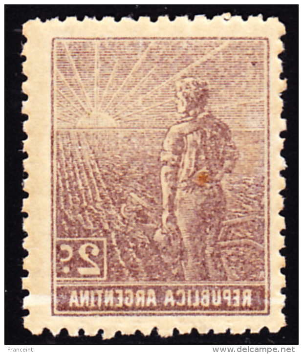 Argentina 1915 2c Agriculture Printed On Both Sides. Unwatermarked. Scott 209. - Unused Stamps