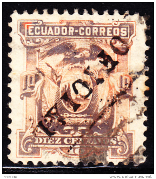 Ecuador 1896 10c OFICIAL  Overprint Inverted. Scott O4. Used. - Ecuador