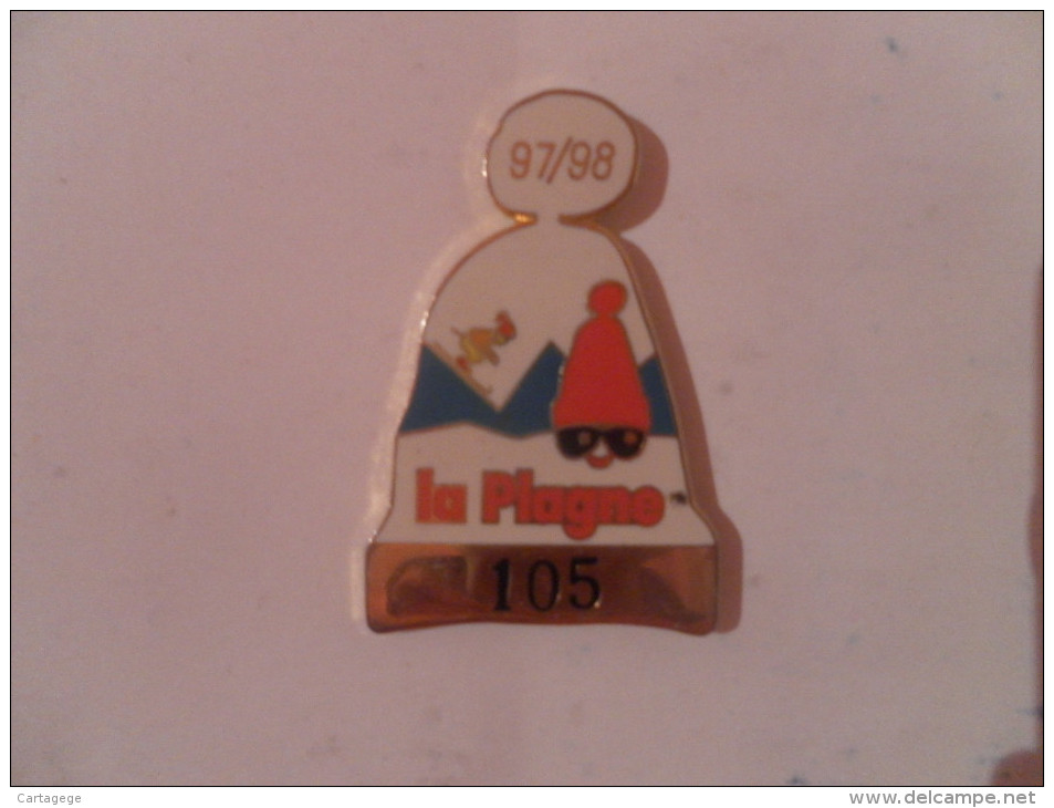 N° 603 : PIN´S LA PLAGNE N°105 SAISON 97/98 OR 2 CLOUS - Jeux Olympiques