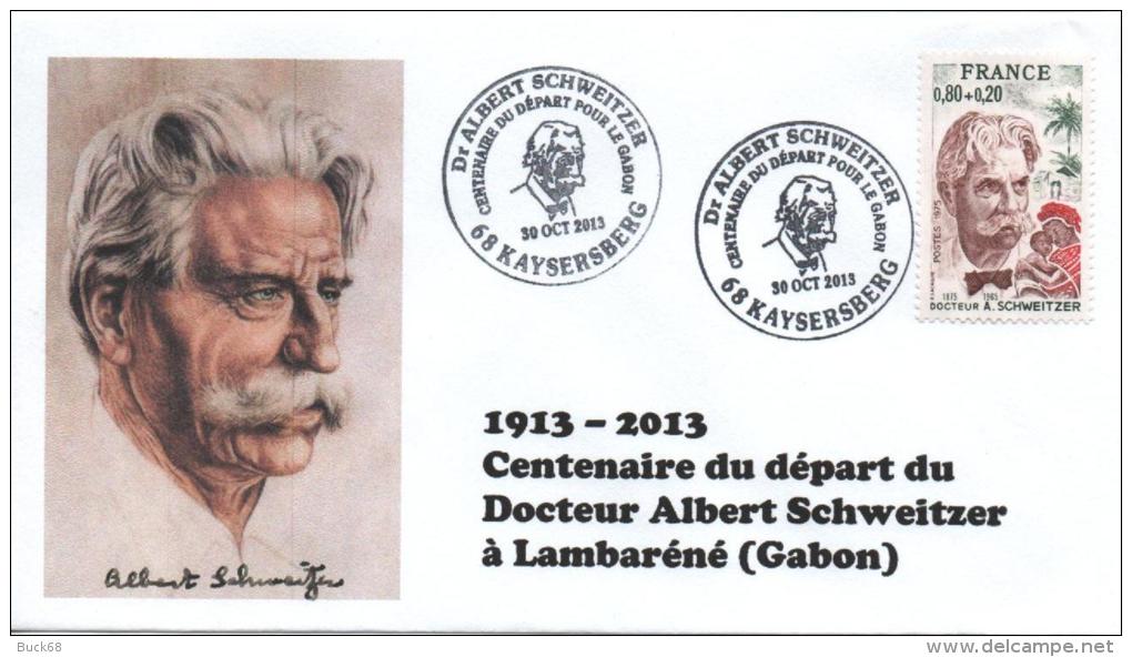 Cachet Temporaire Albert SCHWEITZER Expo KAYSERSBERG 100 Ans Départ Gabon 03 - Albert Schweitzer