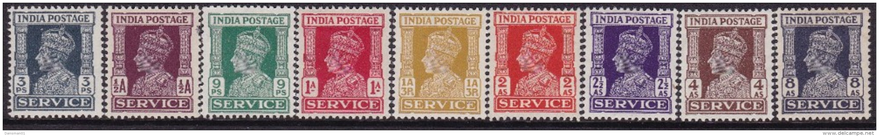 INDIA Service 1939 Sc 105-12  Mint Hinged (9) - 1911-35 King George V