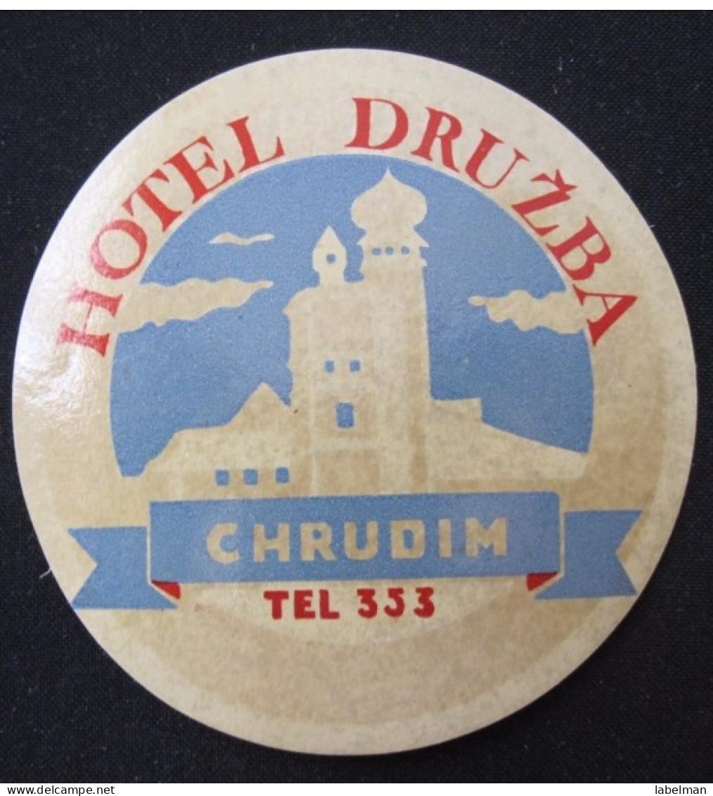 HOTEL CEDOK DRUZBA CHRUDIM CSSR CZECH BULGARIA CROATIA POLAND LUGGAGE LABEL ETIQUETTE AUFKLEBER DECAL STICKER - Hotel Labels
