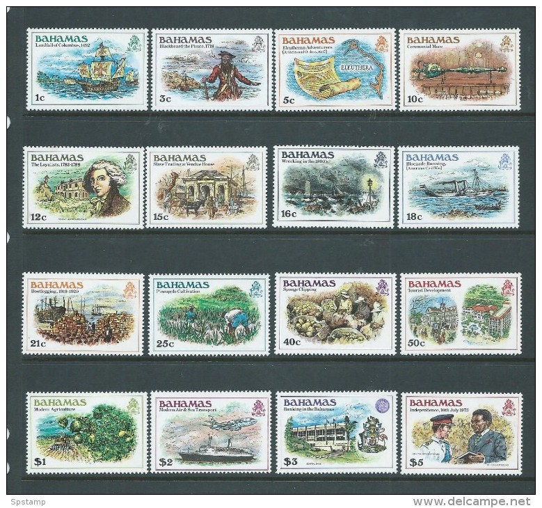 Bahamas 1980 History Definitives Set Of 16 MNH - Bahamas (1973-...)