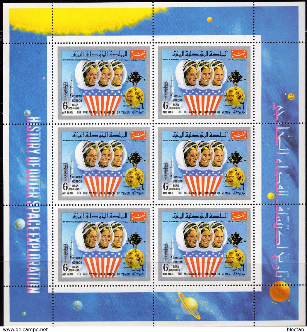 US-Astronauten Jemen 885 Kleinbogen ** 6€ Conrad Gordon Bean 1970 Sheet Space History Exploration Sheetlet Bf Yemen - USA