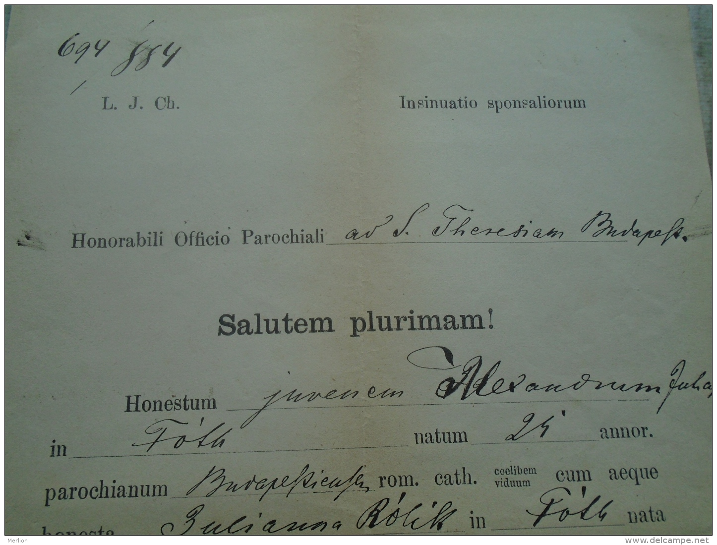 Hungary  FÓTH FÓT - Alexandrum  Juhász - Julianna Rólik - Josehus Somhegyi - 1884   D137987.28 - Verlobung