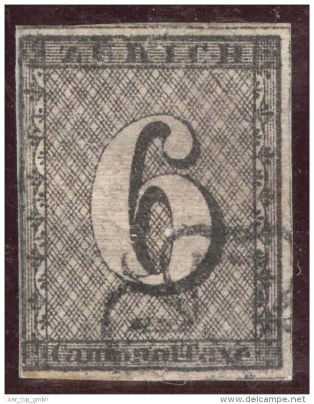 Schweiz Kantonal Zürich6 1843- Zu#2W / Mi#2 II Typ1 Waagrechter Unterdruck Schwarze Raute - 1843-1852 Timbres Cantonaux Et  Fédéraux