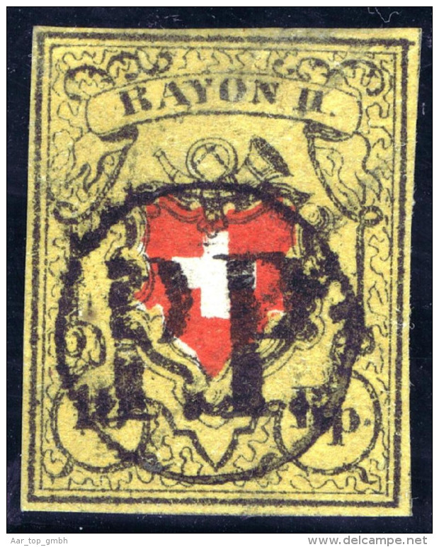 Schweiz RAYON  Zu#16II Typ 21 Stein A1 U Mit Schwarzem P.P. Im Kreis - 1843-1852 Federal & Cantonal Stamps