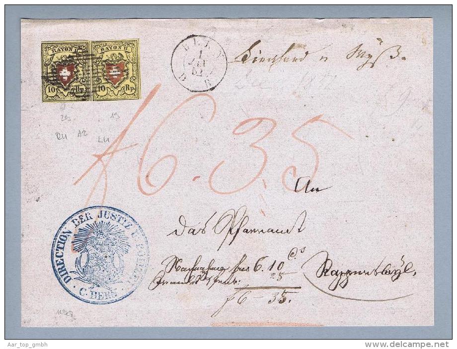 Schweiz RAYON 1852-01-01 Bern NN-Rayon-Vorders.Zu#16II T.29 A2-RU+Zu#16II T.19 A2-LU - 1843-1852 Federal & Cantonal Stamps