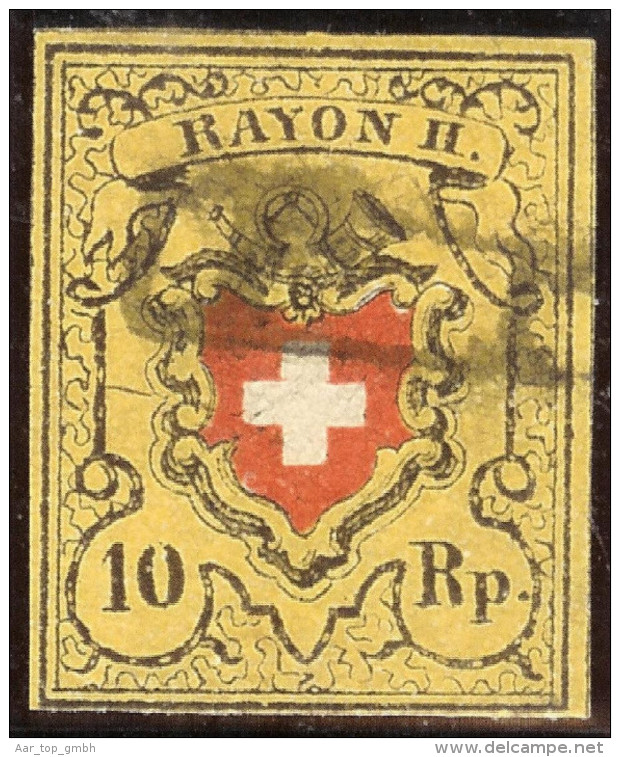 Schweiz RAYON II Zu#16IIg Typ 17 Stein B1 Ru Befund - 1843-1852 Kantonalmarken Und Bundesmarken