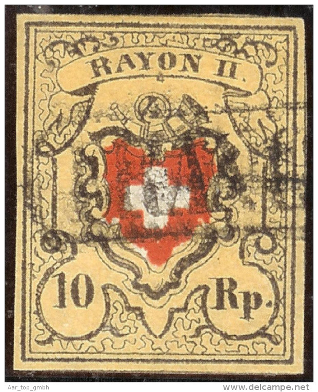 Schweiz RAYON II Zu#16II Typ 18 Stein A1 O Franco - 1843-1852 Federal & Cantonal Stamps