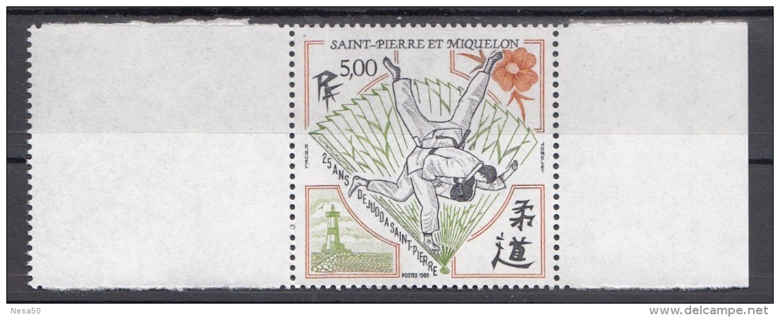 Vuurtoren, Lighthouse, Judo: Saint-Pierre Et Miquelon 1989 Mi Nr 570 ; 25 Jaar Judo; Postfris, Mint; Met Tab - Ongebruikt