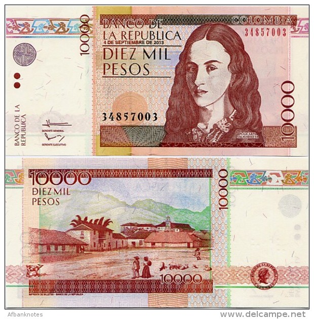 COLOMBIA        10,000 Pesos        P-453       4.9.2013       UNC  [ 10000 ] - Colombia