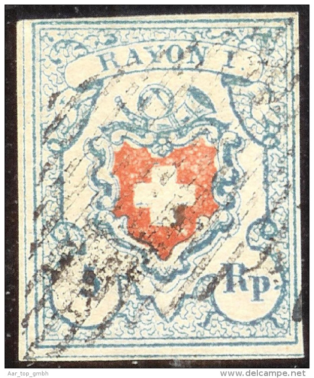 Schweiz RAYON  I H.b. Zu#17II 1.02 Typ1 Stein C2 RO - 1843-1852 Federal & Cantonal Stamps