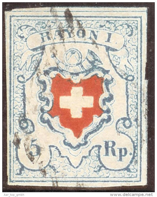 Schweiz RAYON I H.b. Zu#17II Typ31 Stein C2 RU - 1843-1852 Kantonalmarken Und Bundesmarken