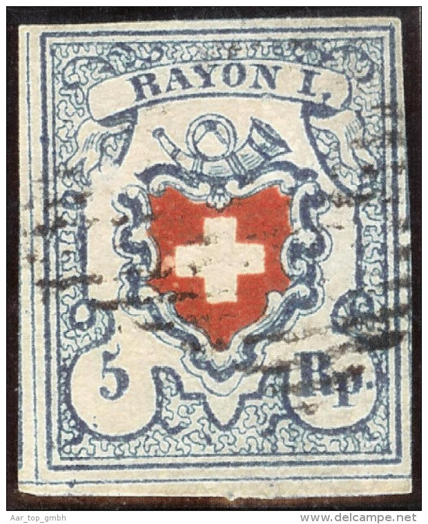 Schweiz RAYON I H.b. Zu#17II Typ37 Stein B3 RO - 1843-1852 Kantonalmarken Und Bundesmarken